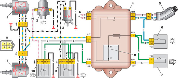 Схема подключения фароочистителей