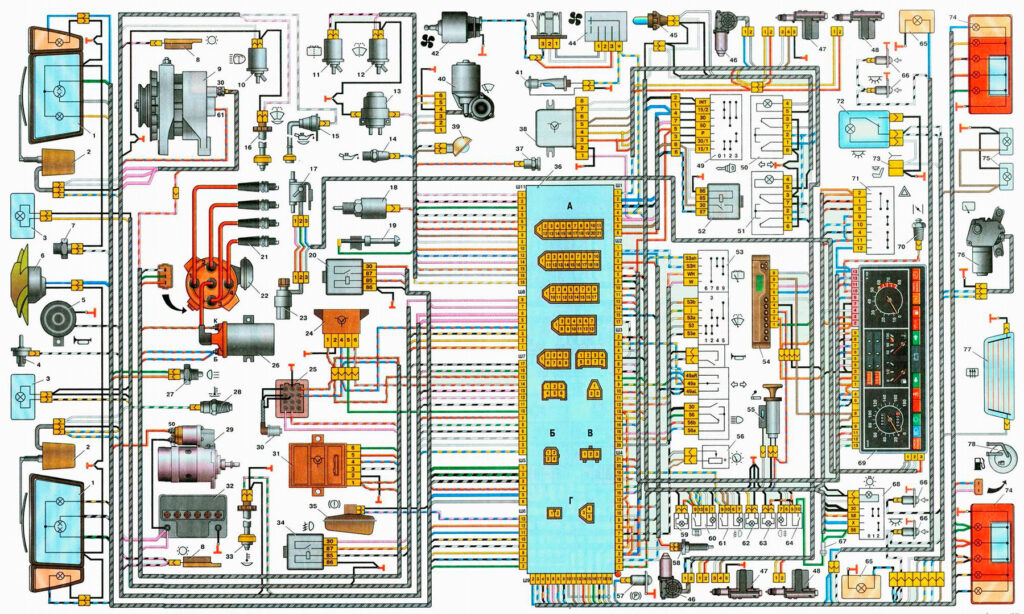 Схема оборудования ВАЗ 2109 инжектор
