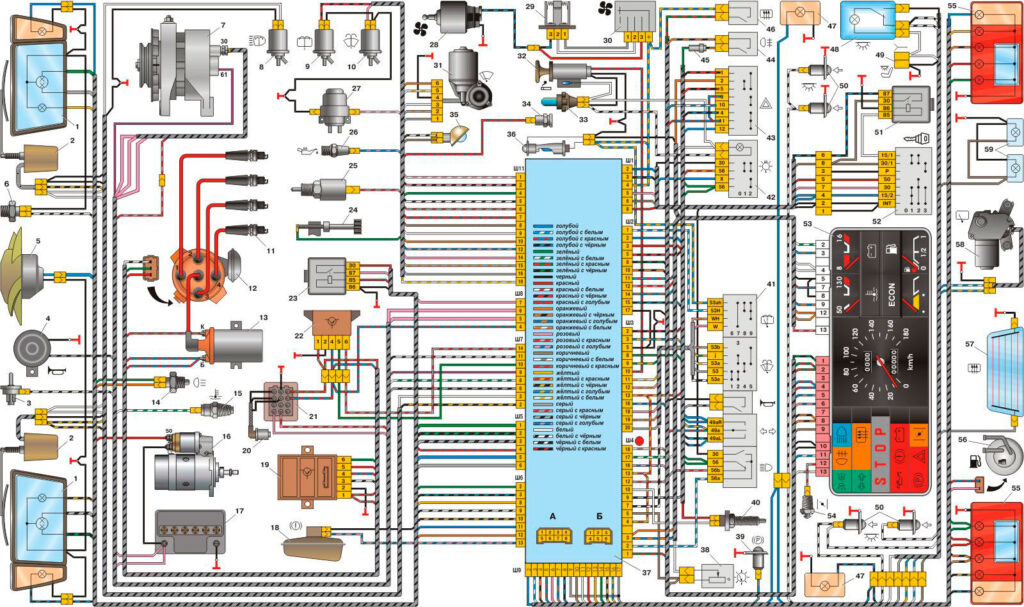 Схема проводки ВАЗ 2109 карбюратор