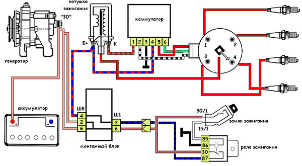 Схема зажигания ВАЗ 2109