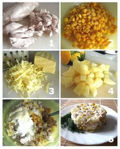 салат курица с ананасом приготовление салат курица с ананасом приготовление