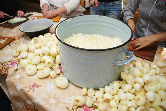 много очищенного лука