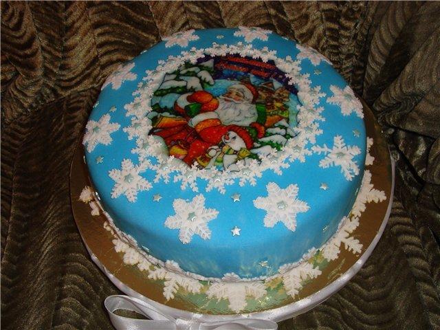 как украсить новогодние торты готовыми элементами