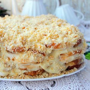 ленивый торт наполеон без выпечки из печенья