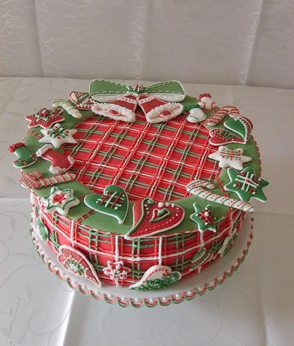 новогодний торт 2017 с мастикой и марципаном