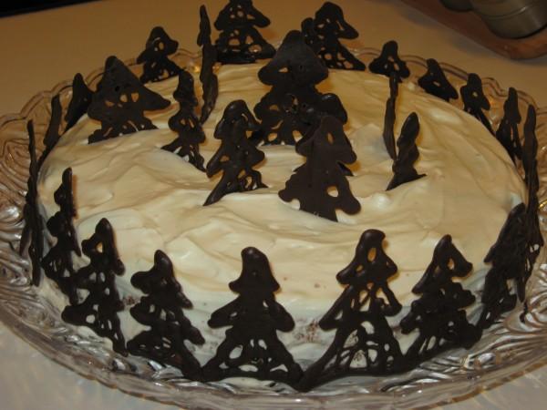 торт на новый год 2017 как украсить - елочки из шоколада