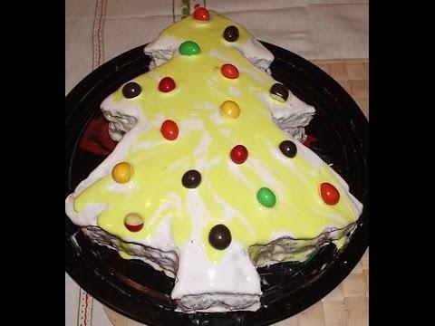 торт на новый год 2017 в виде елки с конфетами